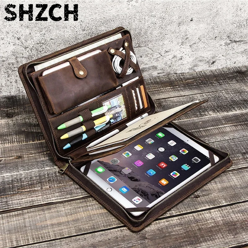 Tech Accessories Tablet - Leder-Tablet-Aufbewahrungstasche für Apple iPad mit Reißverschluss