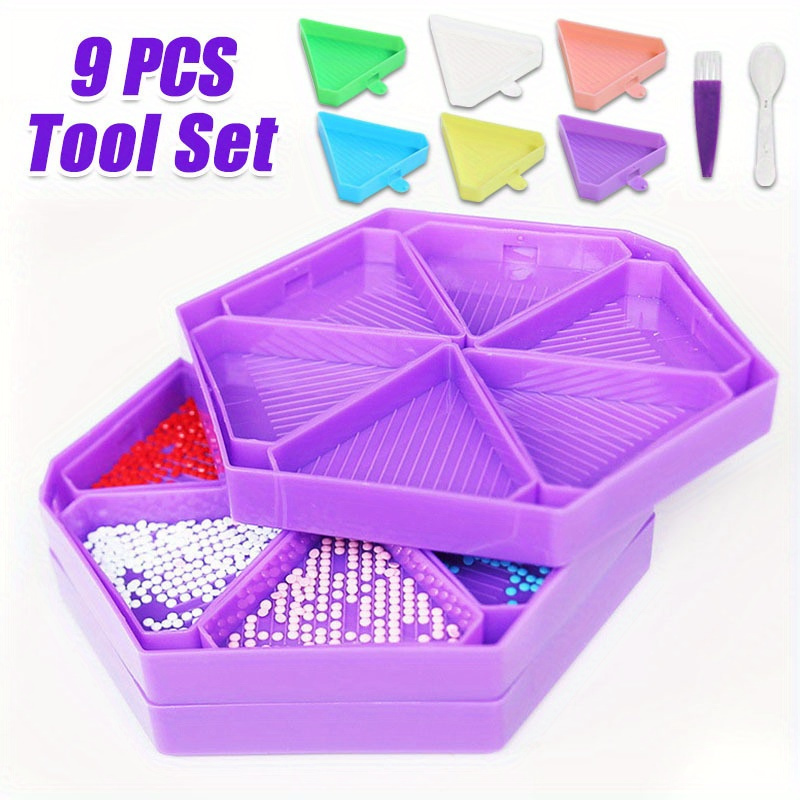 Useful Tech Accessories - 9-teiliges Neues Diamant-Malerei-Tablett-Set, Multifunktionale Diamant-Malerei-Platte, DIY