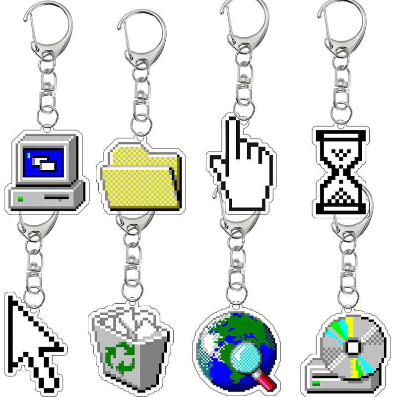 Tech Keychain Accessories - Kreativer doppelseitiger Retro-Pixel-Art Y2K Ästhetik Vintage