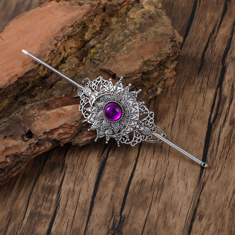 Useful Tech Accessories - Exquisite Haarnadel im Gothic-Retro-Wikinger-Stil mit lila