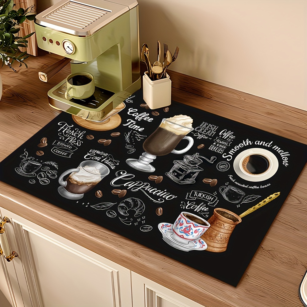 Tech Table Accessories - VIKAMA Vintage Kaffeemaschinenmatte, saugfähig, rutschfest, für